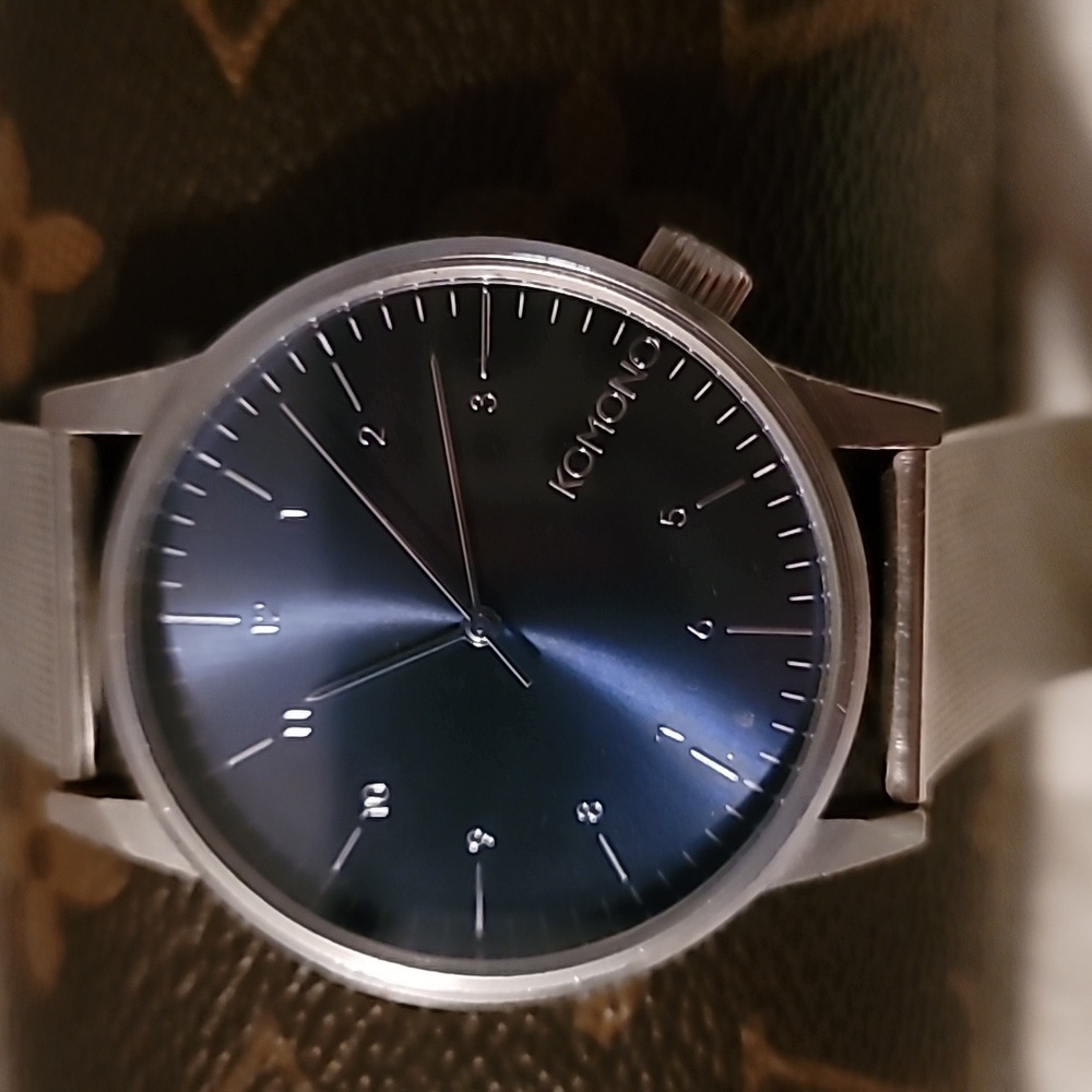 Komono The Winston Royale Mens Minimalist Watch Cobalt Blue Face Mesh Band‎
